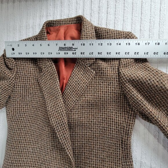 Daniele O Womens Tweed Blazer Coat 100% Pure Wool Brown Notch Collar Career - Picture 5 of 7